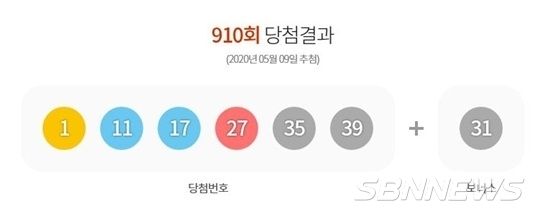 로또 910회 당첨번호