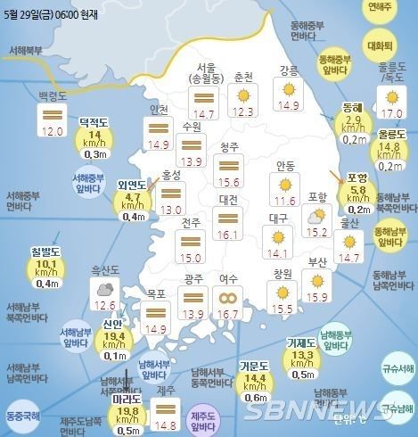 기상청 발표 현재 전국 날씨 현황