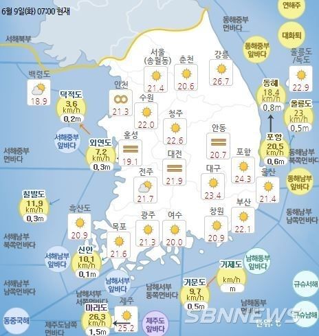 기상청 발표 현재 전국 날씨 현황