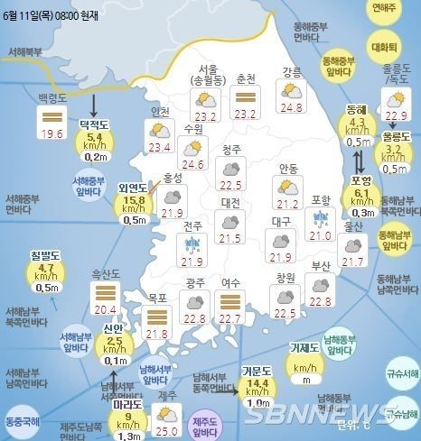 기상청 발표 현재 전국 날씨 현황