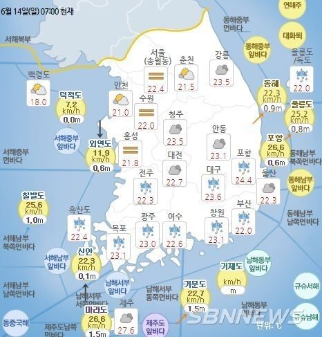 기상청 발표 현재 전국 날씨 현황