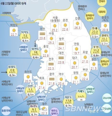 기상청 발표 현재 전국 날씨 현황