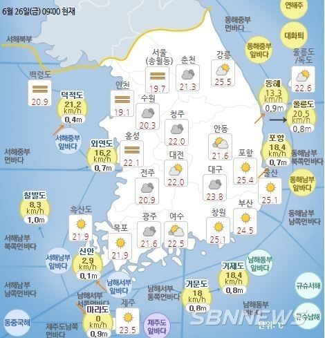 기상청 발표 현재 전국 날씨 현황
